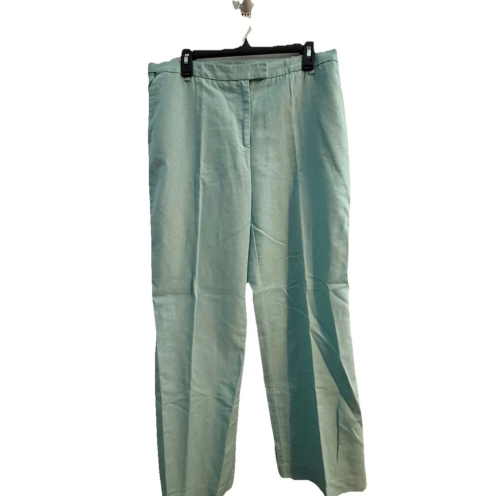 Liz Claiborne Pants Womens 14 Linen Audra Wide Leg Beach Lagenlook  Blue